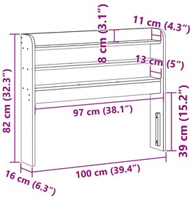 Cabeceira com prateleiras 90 cm madeira de pinho maciça