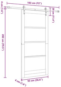 Porta Deslizante vidaXL com Conjunto de Ferragens Branco 93x202 cm Mad