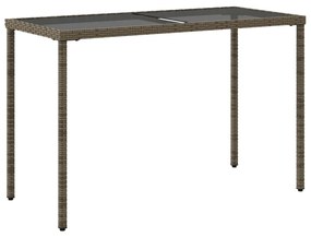 Mesa de jardim com tampo de vidro 115x54x74 cm vime PE cinza