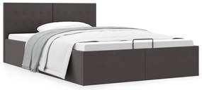 Cama hidráulica c/ arrumação 140x200cm tecido cinzento-escuro