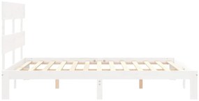 Cama sem colchão 160x200 cm madeira de pinho maciça branco