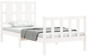 Cama sem colchão 90x200 cm madeira de pinho maciça branco