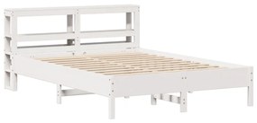 Cama sem colchão 140x190 cm madeira de pinho maciça branco