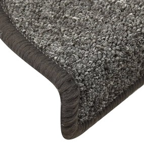 Tapete/carpete para degraus 15 pcs 56x17x3 cm cinza-escuro