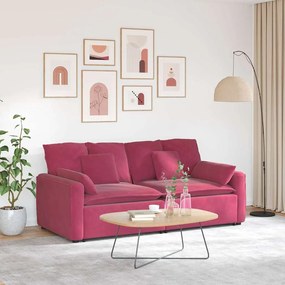 vidaXL Sofá modular com almofadas vermelho tinto