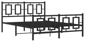 Estrutura de cama com cabeceira e pés 140x190 cm metal preto