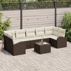 vidaXL Conjunto de Sofá de Jardim 8 Peças com Almofadas Castanho Rattan Poliéster