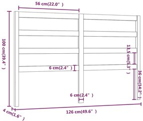 Cabeceira de cama 126x4x100 cm pinho maciço branco