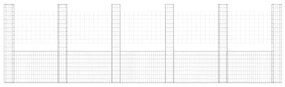 Cesto gabião em forma de U c/ 6 postes 620x20x200 cm ferro
