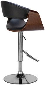 Banco de bar Foley em couro sintético com estrutura cromada 95-116 x 60 x 52 Castanho + Preto