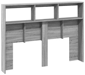 Armário de cabeceira c/ luzes LED 140x17x102 cm cinzento sonoma