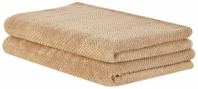 Conjunto de 2 toalhas em algodão creme MITIARO Beliani