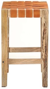 Bancos de bar 2 pcs couro genuíno 60 cm castanho