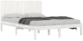 Cama sem colchão 160x200 cm madeira de pinho maciça branco