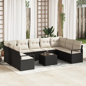 Conjunto de Sofá de Jardim vidaXL de 9 peças com Almofadas de Rattan Poly Marrom