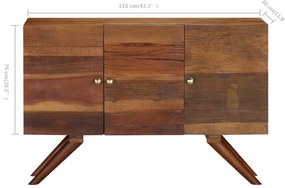 Aparador em madeira recuperada maciça 110x30x75 cm castanho
