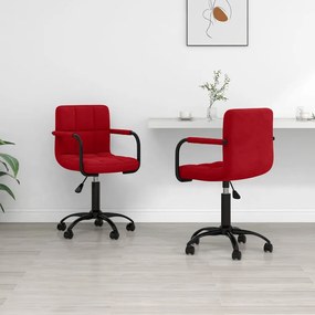 vidaXL Cadeiras de jantar giratórias 2 pcs veludo vermelho tinto