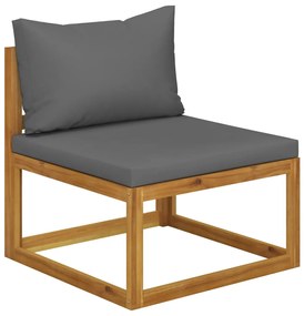 5 pcs conj. lounge jardim c/ almofadões madeira acácia maciça