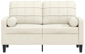 Sofá 2 lugares c/ almofadas decorativas 120 cm veludo creme