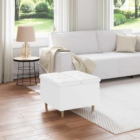 vidaXL Puff de armazenamento Branco 60 x 60 x 45 cm Couro sintético