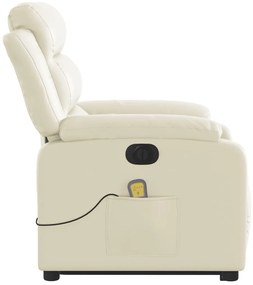 Poltrona reclinável elevatória elétrica couro artificial creme