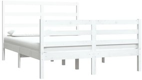 Estrutura de cama pequena casal 120x190 cm pinho maciço branco