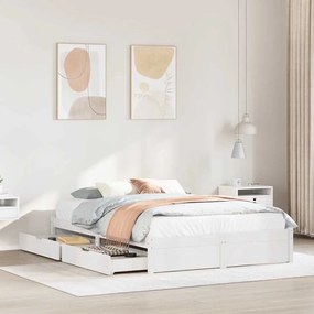 Cama sem colchão 120x200 cm madeira de pinho maciça branco