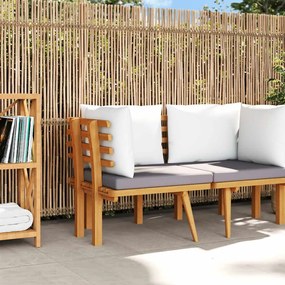 vidaXL Sofá de canto jardim c/ almofadões madeira de acácia maciça