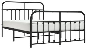 Estrutura de cama com cabeceira e pés 150x200 cm metal preto