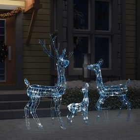 Família de renas decorativa 300 luzes LED acrílico branco frio