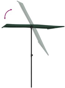 Guarda-sol de jardim com poste de alumínio 180x110 cm verde