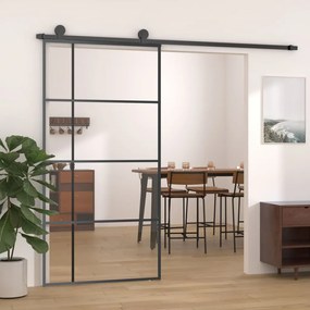 151686 vidaXL Porta deslizante em vidro ESG e alumínio 102,5x205 cm preto