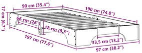 Estrutura de Cama Branca Madeira de Pinho Sólida 90 x 190 cm