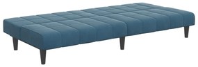 Sofá-cama 2 lugares c/ apoio de pés veludo azul
