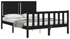 Estrutura de cama com cabeceira 140x190 cm madeira maciça preto