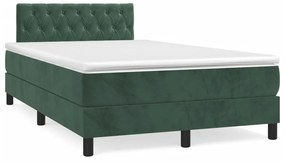 vidaXL Cama box spring com colchão e luzes LED veludo verde-escuro