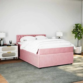 Cama com molas/colchão 160x200 cm veludo rosa