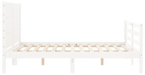 Estrutura de cama com cabeceira 140x190cm madeira maciça branco