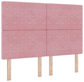 Cabeceira com Botão de Cristal Tufted Rosa 160 cm de Veludo