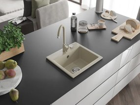 Mexen Milo lava-loiça de granito de 1 bacia com torneira de cozinha Telma, bege - 6505-69-670200-69