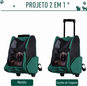 Transportadora 2 em 1 para Animais de Estimação Mochila ou Carrinho de