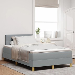Cama Box Spring com colchão Cinza Claro 120x190 cm Tecido