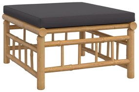 6 pcs conjunto lounge jardim bambu c/ almofadões cinza-escuro