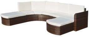vidaXL Conjunto de sofás de jardim 16 pcs vime castanho