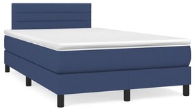 vidaXL Cama boxspring com colchão 120x190 cm tecido azul