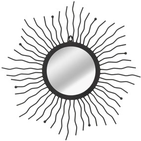 vidaXL Espelho de parede raios de sol 60 cm preto