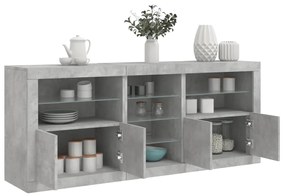Aparador com luzes LED 162x37x67 cm cinzento cimento