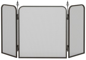 Frente para Lareira de 3 Painéis Proteção para Lareira Dobrável Frente para Lareira de Metal 96x1,3x56 cm Preto