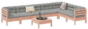 vidaXL 8 pcs conj. sofás jardim c/ almofadões madeira abeto-de-douglas