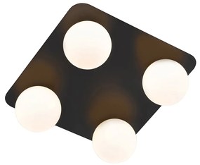 Candeeiro de teto moderno para casa de banho preto quadrado 4 luzes - Cederic Moderno
